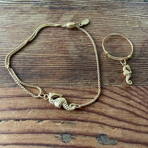 Seahorse Alex and Ani Ring and bracelet set